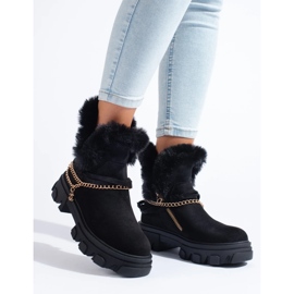 Bottines femme en daim sur plateforme le noir 4
