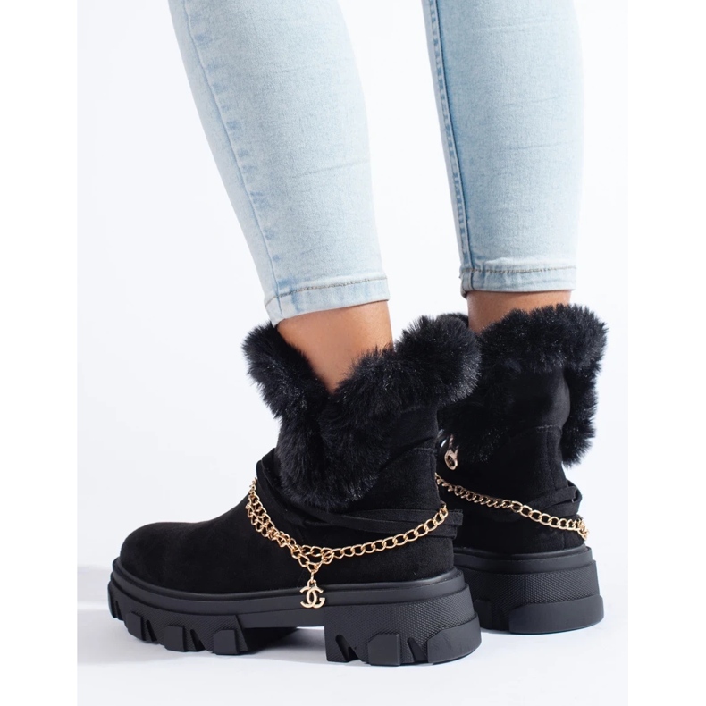 Bottines femme en daim sur plateforme noir 1