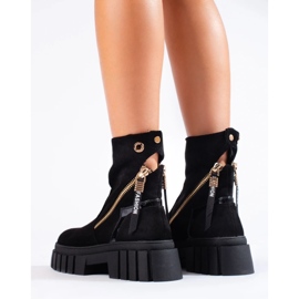 Bottines femme en daim sur plateforme le noir 3