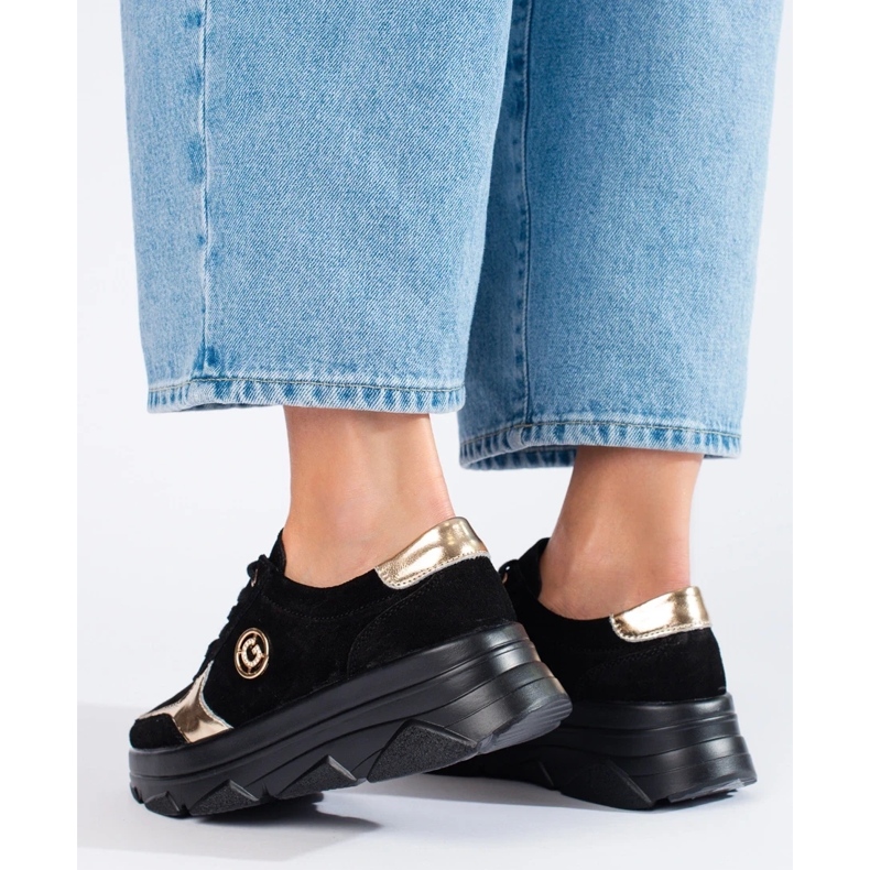 Baskets confortables en cuir pour femme le noir 1