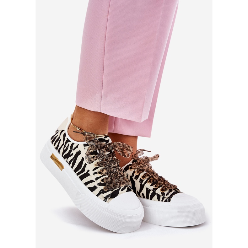 Baskets pour femmes avec laçage décoratif noir et beige 1 Baskets pour femmes avec laçage décoratif noir et beige 1