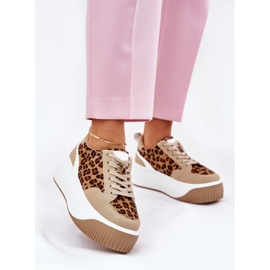 Baskets pour femmes sur une plate-forme massive à imprimé léopard beige 2