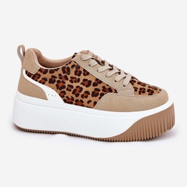 Baskets pour femmes sur une plate-forme massive à imprimé léopard beige 4