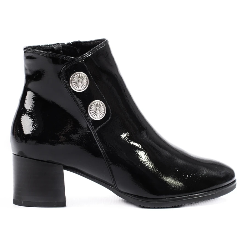 Bottines classiques en cuir verni pour femme noir 1