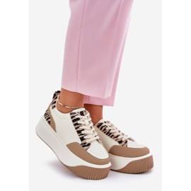 Baskets pour femmes sur une plate-forme massive beige zèbre 1 Baskets pour femmes sur une plate-forme massive beige zèbre 1