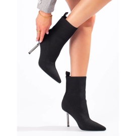 Bottines femme ajustées à talon haut le noir 2