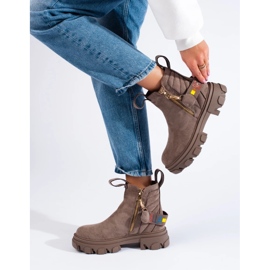Bottines plateforme femme beige 2
