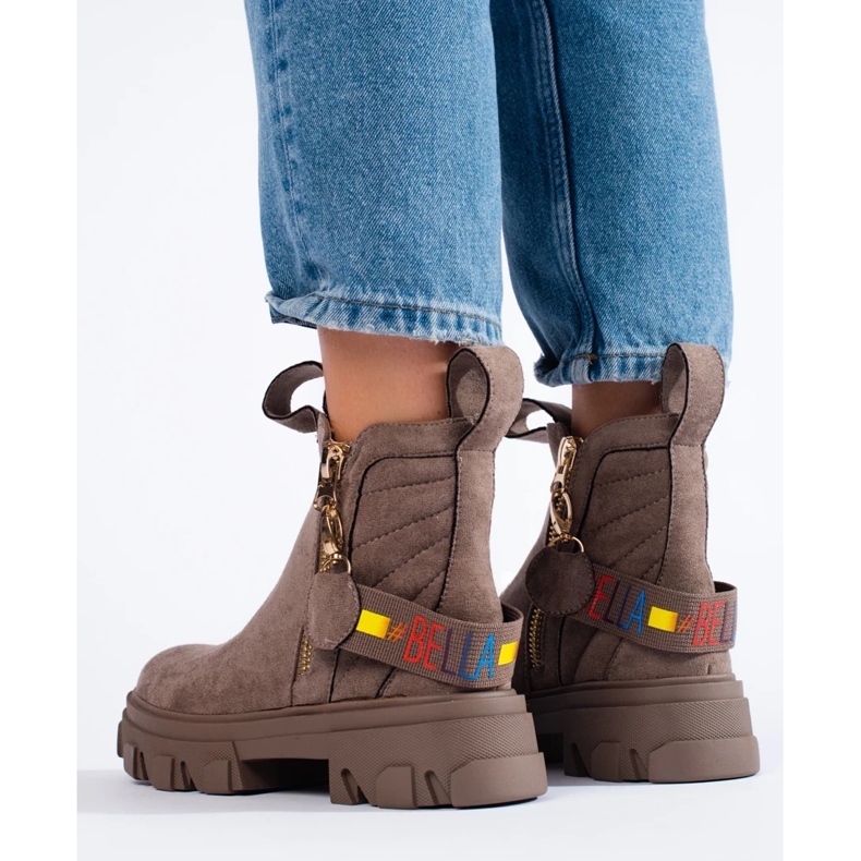 Bottines plateforme femme beige 1