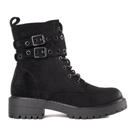 Bottines à lacets avec boucles le noir 1