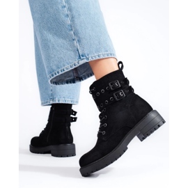 Bottines à lacets avec boucles le noir 2