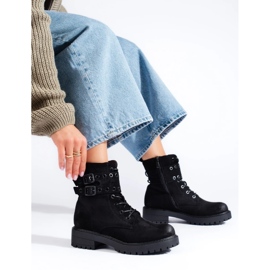 Bottines à lacets avec boucles le noir 4