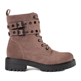Bottines à lacets avec boucles brun 1