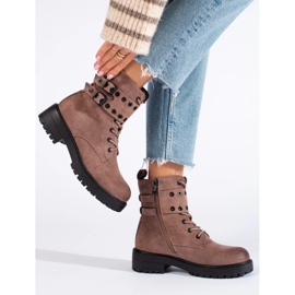 Bottines à lacets avec boucles brun 2