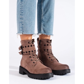 Bottines à lacets avec boucles brun 3