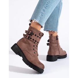 Bottines à lacets avec boucles brun 4