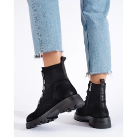 Bottines femme en daim noir le noir 4