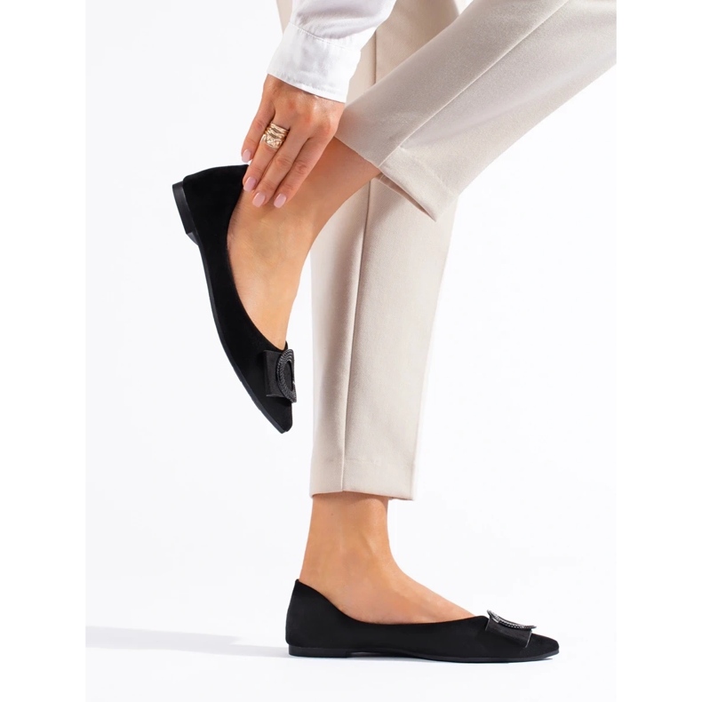 Ballerines femme en daim noir 1