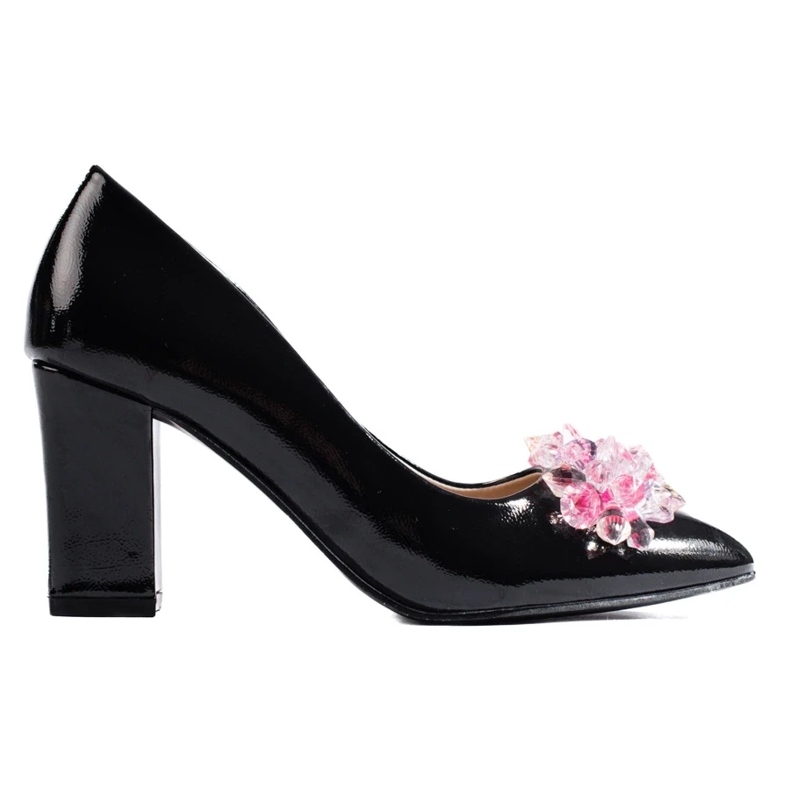 Escarpins femme noirs avec décorations 1