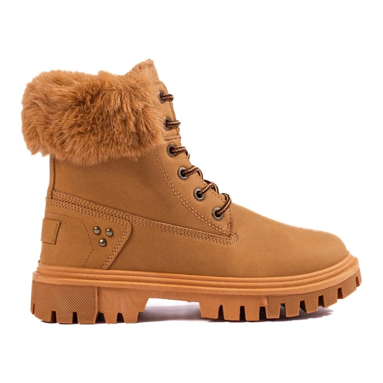 Bottes femme marron avec fourrure brun 2