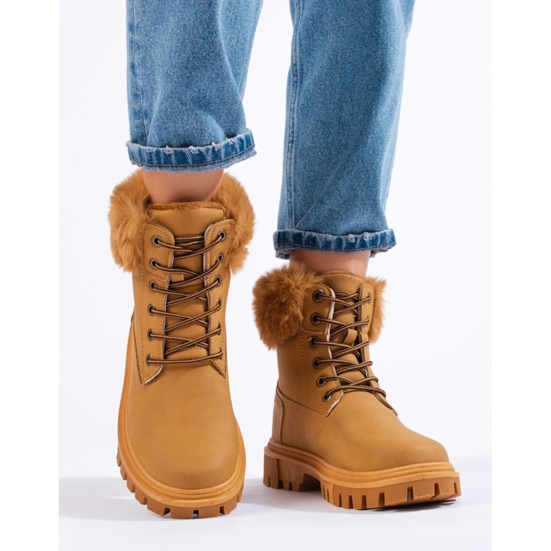 Bottes femme marron avec fourrure brun 1