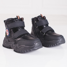 Bottes hautes pour garçons avec velcro noir le noir 2