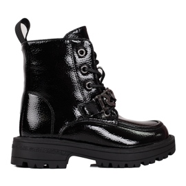 Bottines noires à lacets pour fille le noir 1