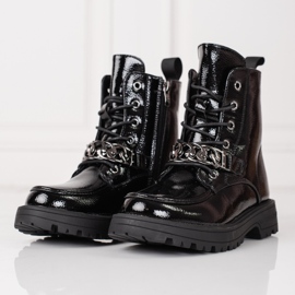 Boots noires à lacets fille le noir 2