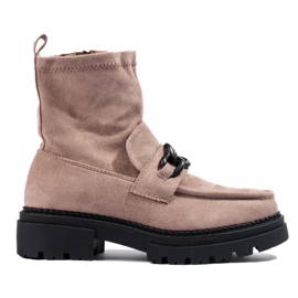 Bottines compensées beiges femme brun 3