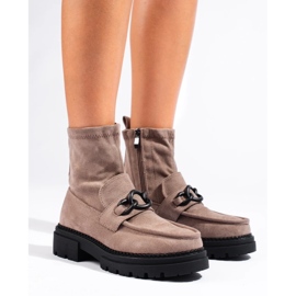 Bottines compensées beiges femme brun 5