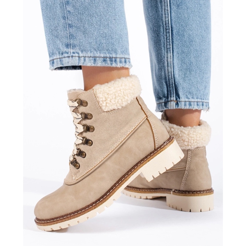 Chaussures de randonnée pour femmes avec peau de mouton brun 1