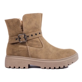 Bottines femme beiges en daim écologique 3