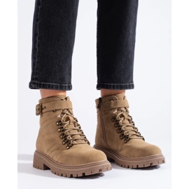 Bottines femme en daim beige 4