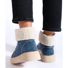 Chaussures de randonnée pour femmes avec peau de mouton bleu 1 Chaussures de randonnée pour femmes avec peau de mouton bleu 1