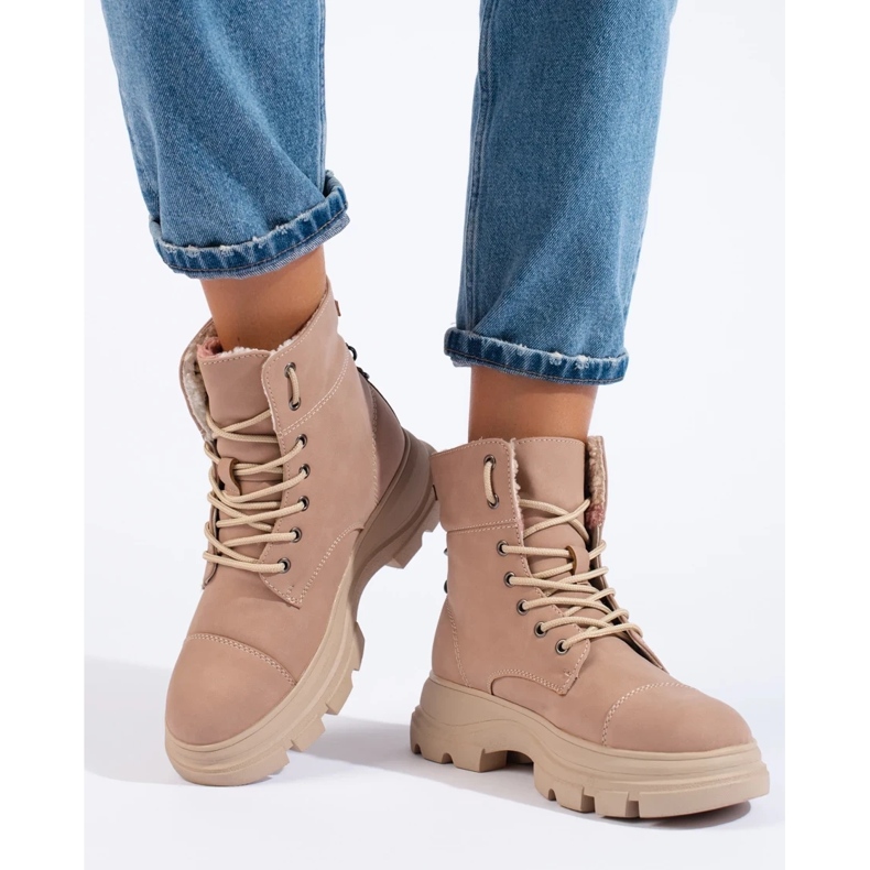 Bottines plateforme femme, rose 2