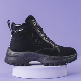 Bottes filles noires à semelle épaisse 1