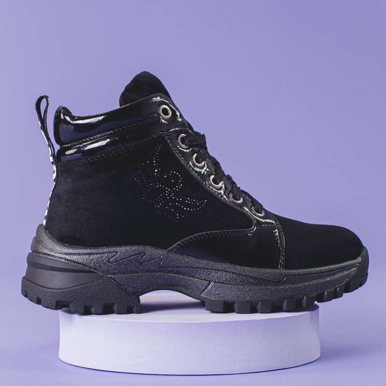 Bottes filles noires à semelle épaisse 1