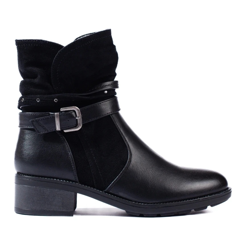 Bottines femme à bride décorative noir 2