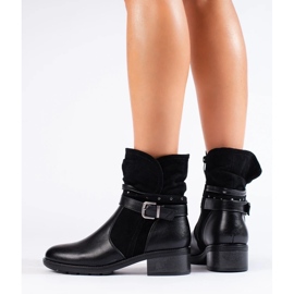 Bottines femme à bride décorative noir 1