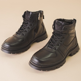 SHELOVET Bottes d'hiver pour hommes isolées avec fourrure noir 1