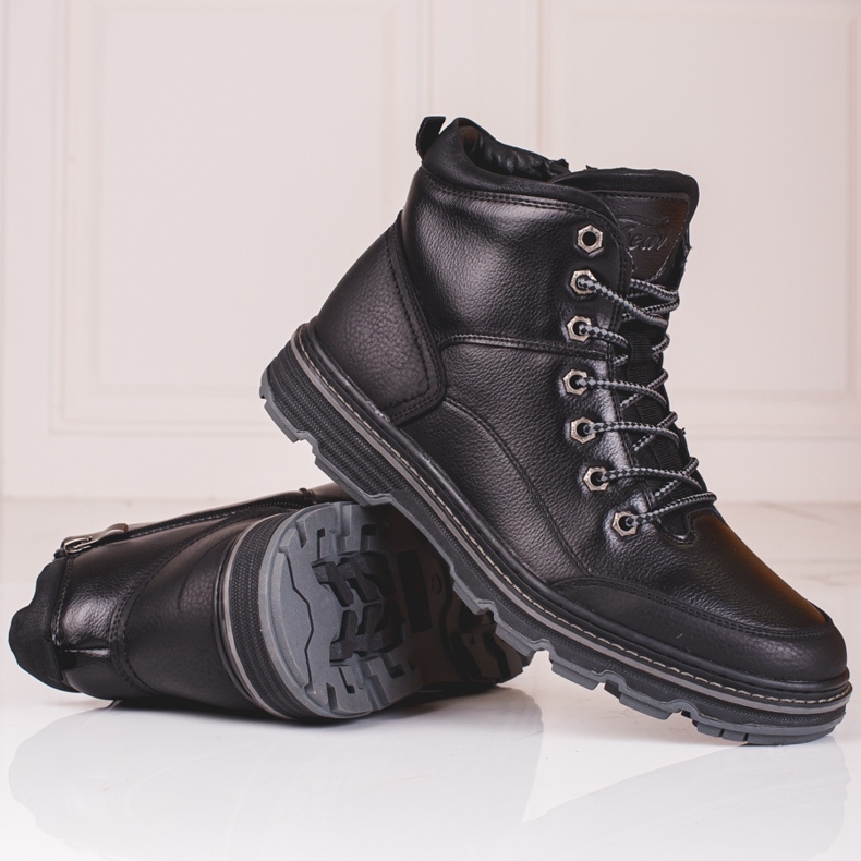 Bottines à lacets noires pour hommes le noir 2