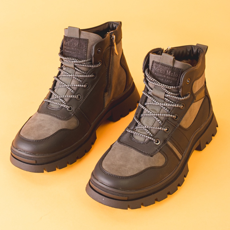 Bottes d'hiver pour hommes isolées avec fourrure gris 1