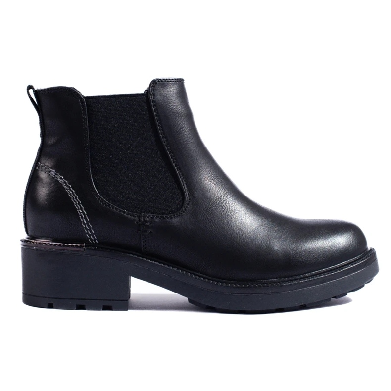 Bottines Chelsea femme en cuir écologique noir 2