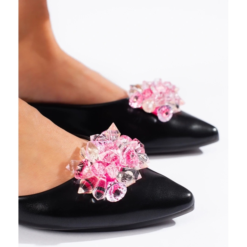 Ballerines femme noires avec cristaux 2