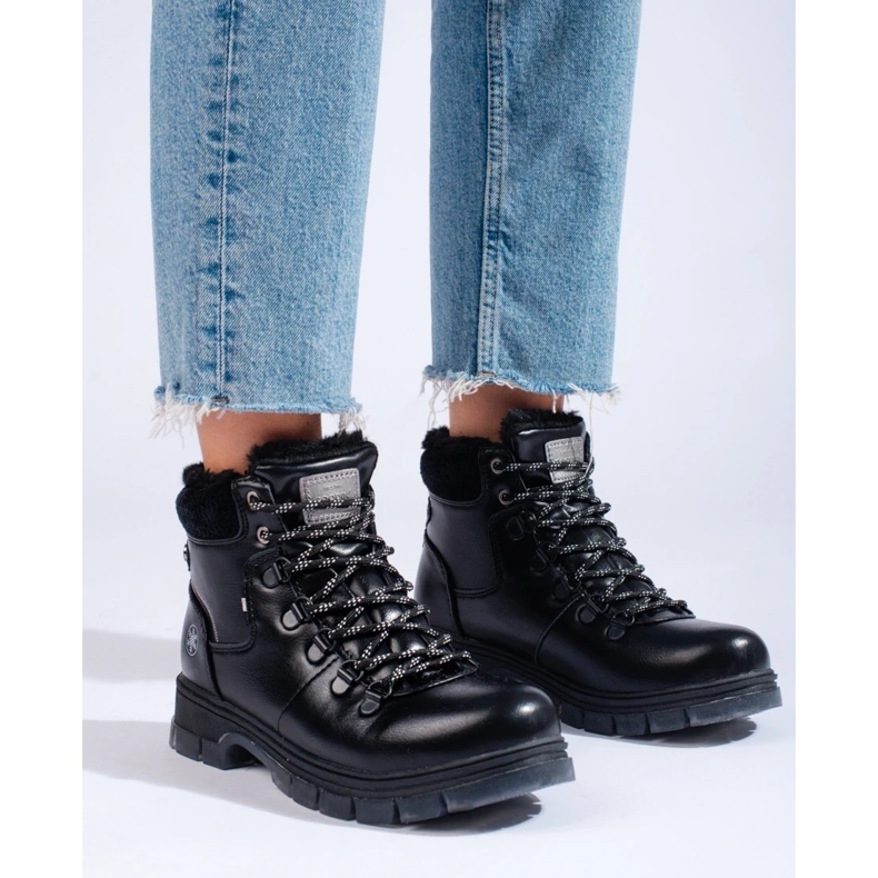 Bottes de randonnée shelovet en cuir écologique noir le noir 2