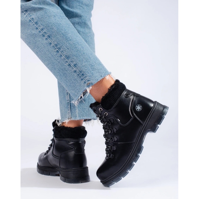 Bottes de randonnée shelovet en cuir écologique noir le noir 1