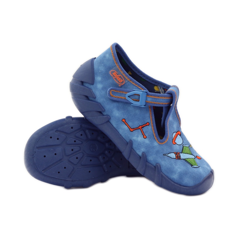 Befado chaussures pour enfants 110p315 pantoufles vert orange bleu 3