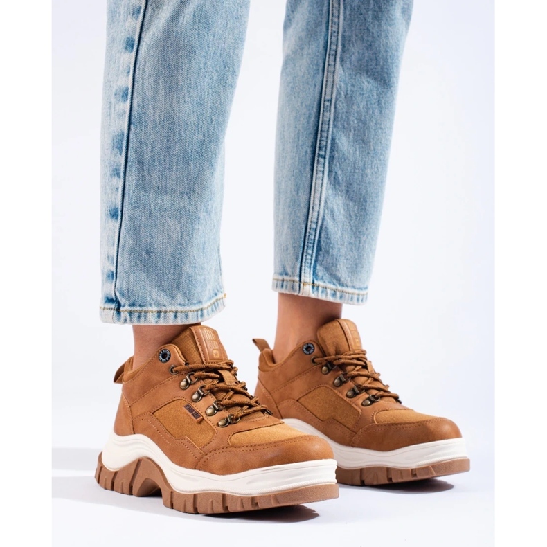 Baskets femme Big Star KK274362 sur semelle épaisse beige 2