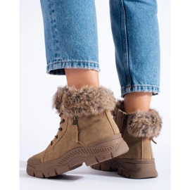 Bottes de randonnée marron pour femme avec fourrure beige 1 Bottes de randonnée marron pour femme avec fourrure beige 1