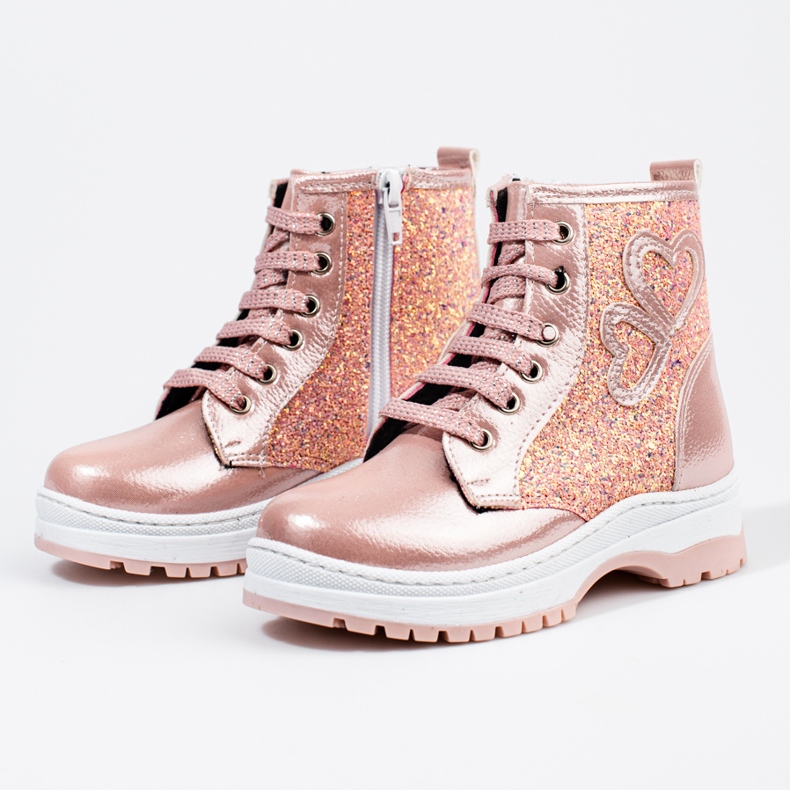 W. Potocki Bottines fille à paillettes Potocki rose 2