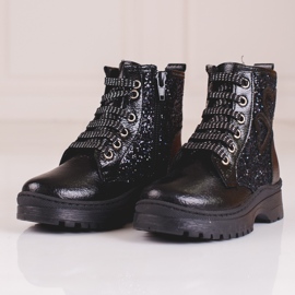W. Potocki Bottines fille à paillettes Potocki noir 2